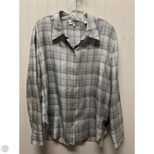 Top Long Sleeve By Vince In Blue & Grey, Size: L