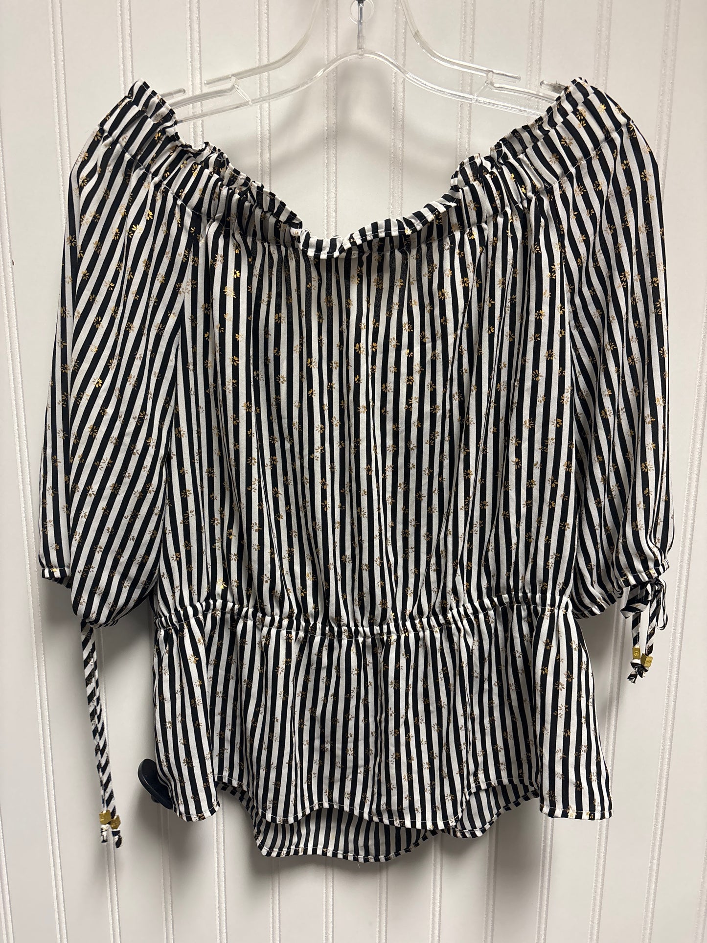 Top 3/4 Sleeve By Michael By Michael Kors In Striped Pattern, Size: S