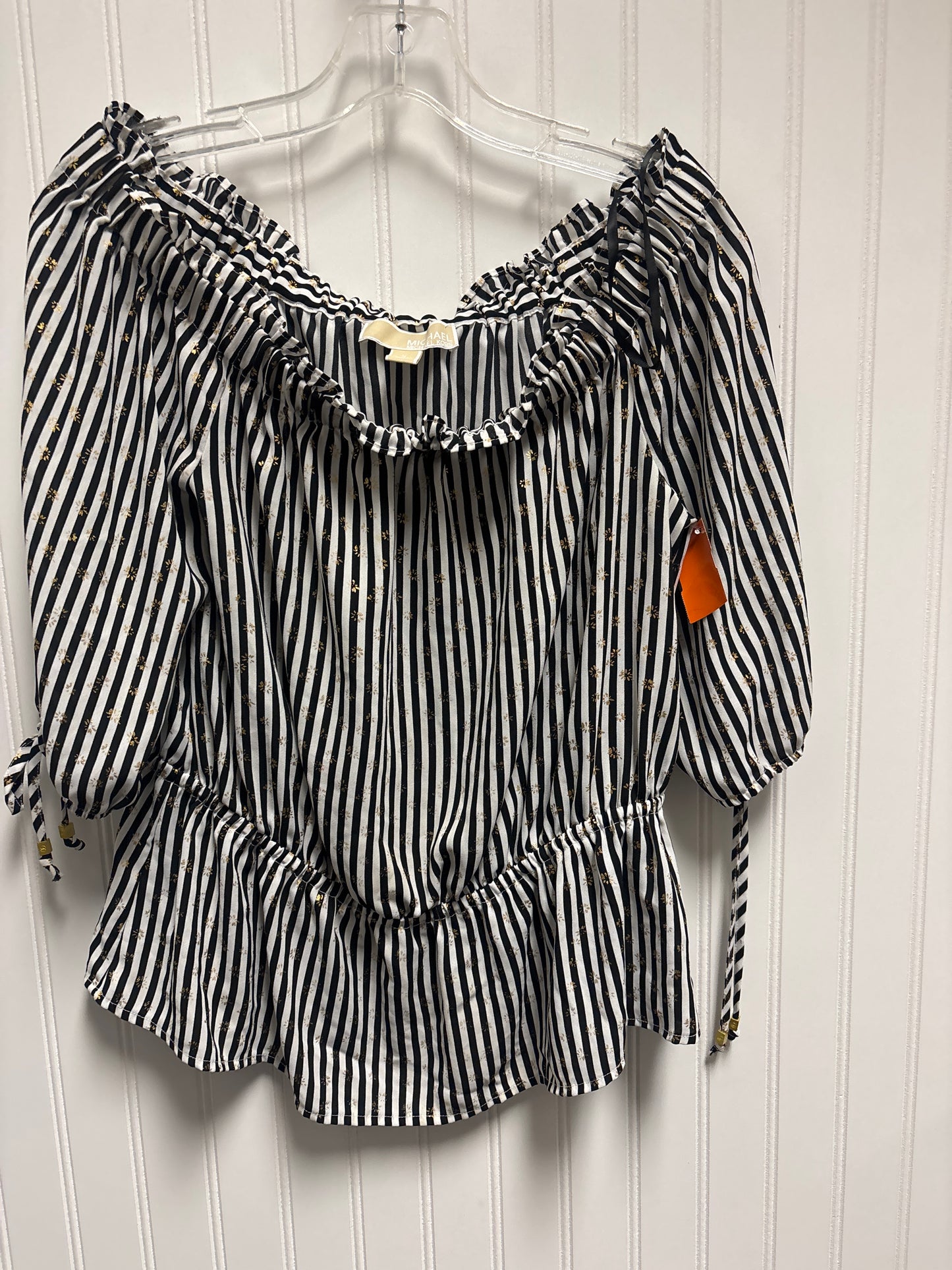 Top 3/4 Sleeve By Michael By Michael Kors In Striped Pattern, Size: S