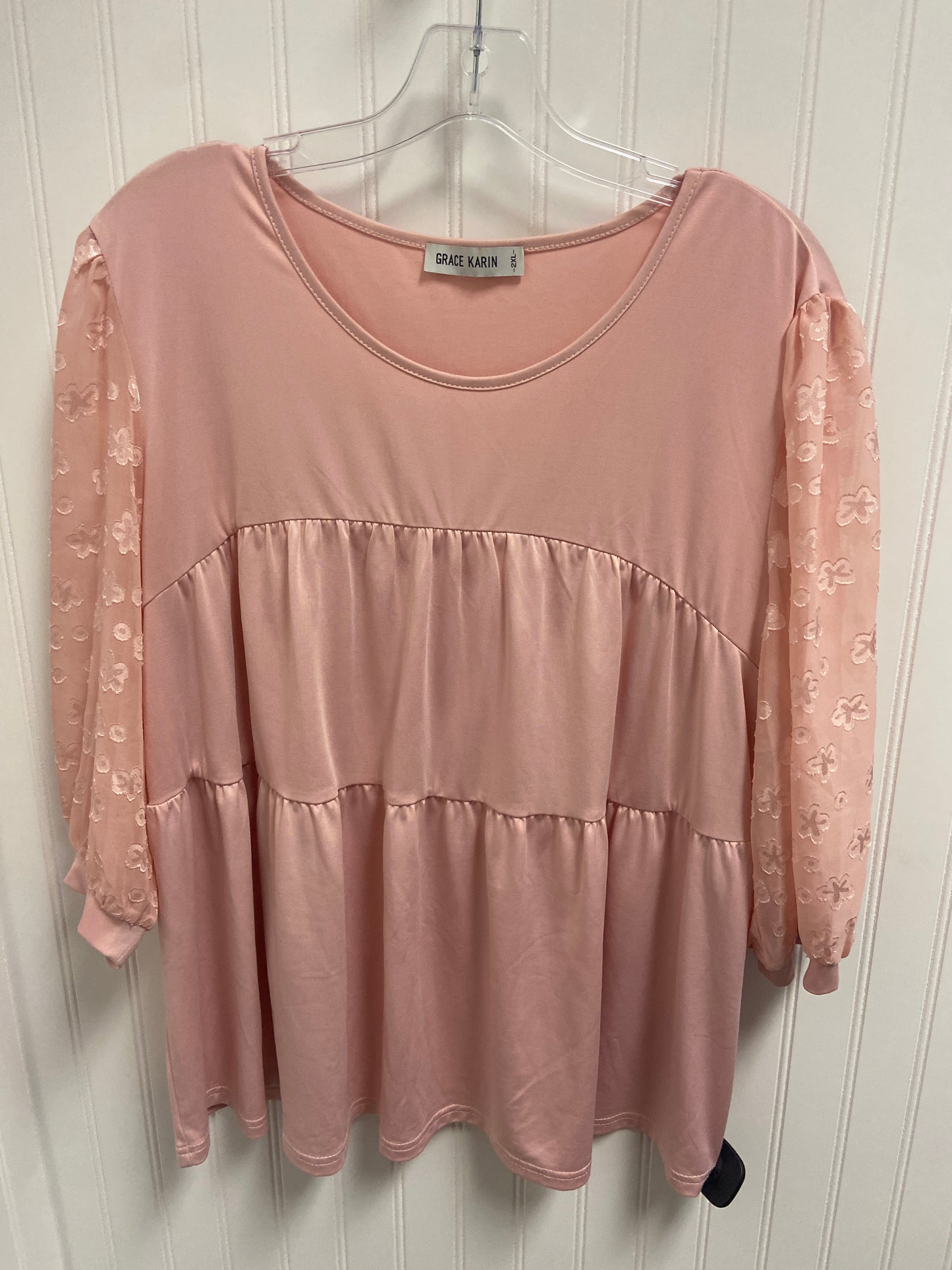 Top Long Sleeve By Clothes Mentor In Pink, Size: 2x