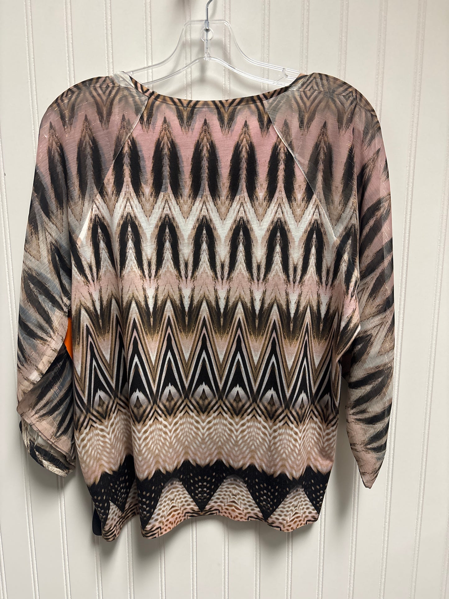 Top Long Sleeve By Chicos In Brown & Pink, Size: L