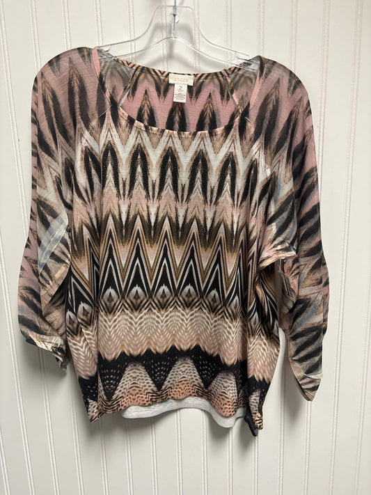 Top Long Sleeve By Chicos In Brown & Pink, Size: L