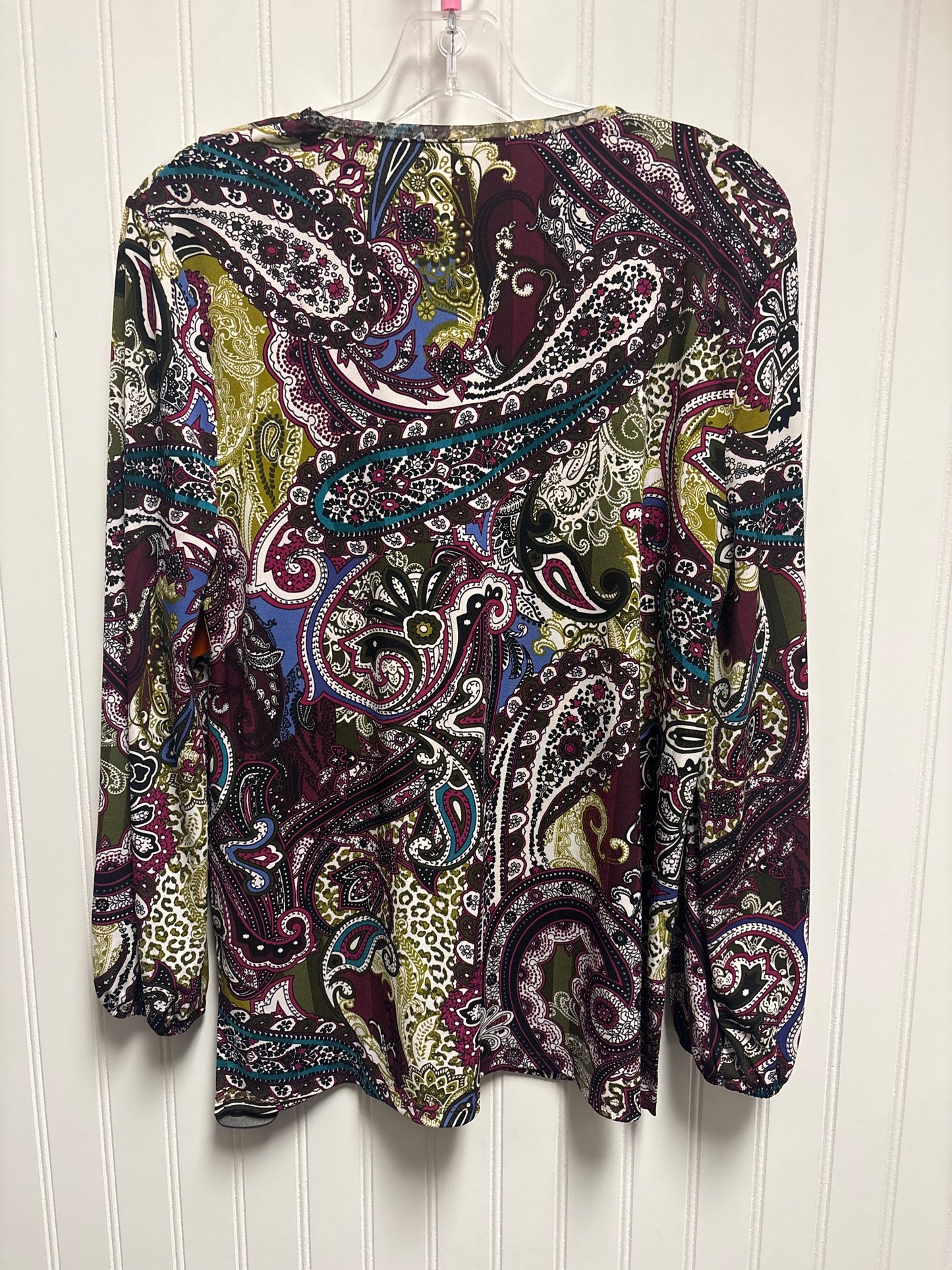 Top Long Sleeve By Chicos In Green & Purple, Size: M