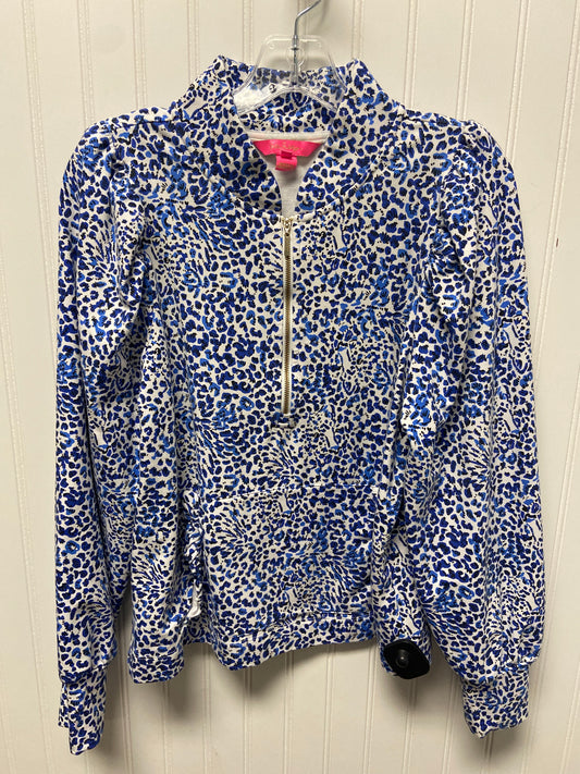 Top Long Sleeve Designer By Lilly Pulitzer In Blue & White, Size: L