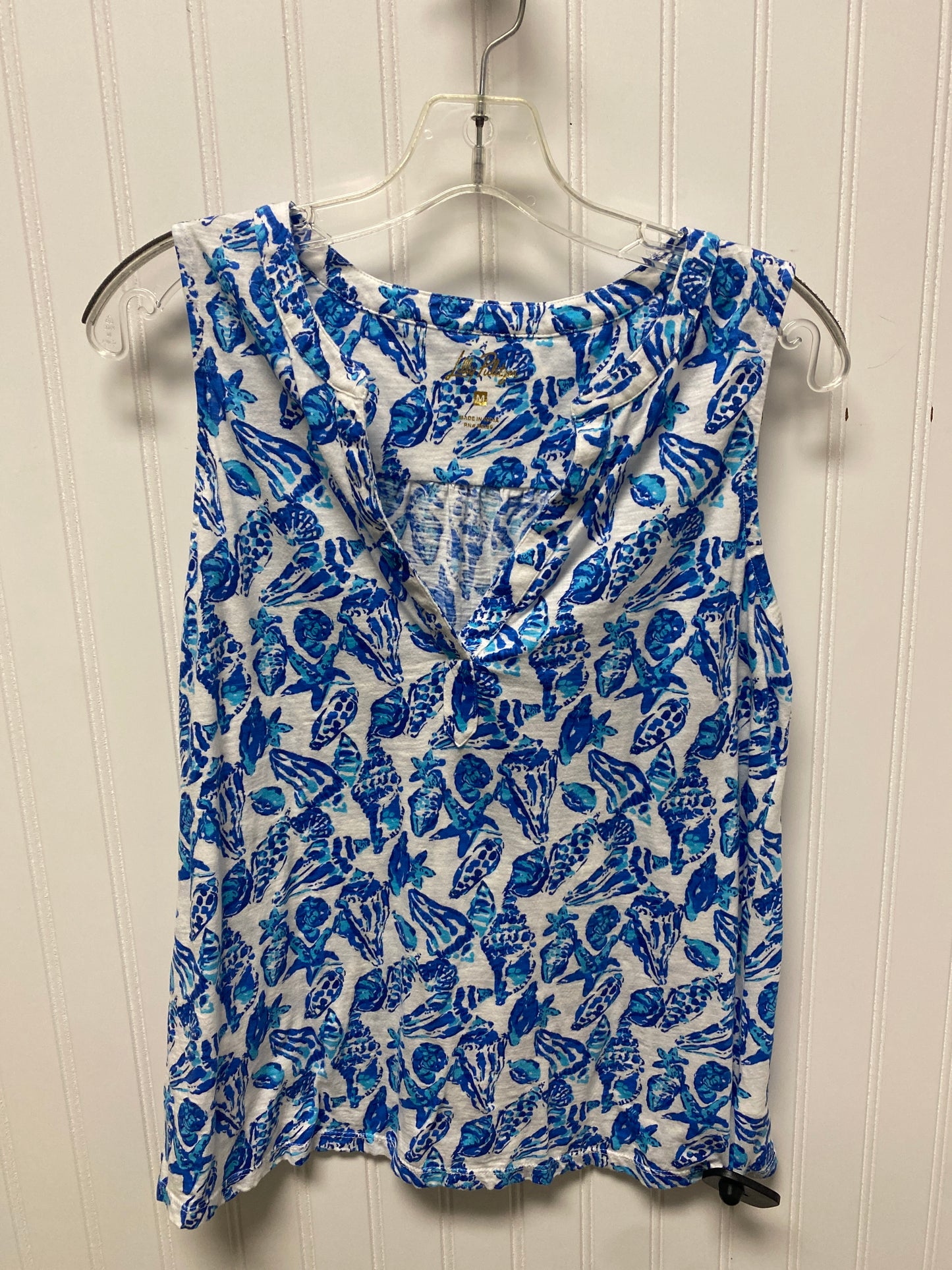 Top Sleeveless Designer By Lilly Pulitzer In Blue & White, Size: M