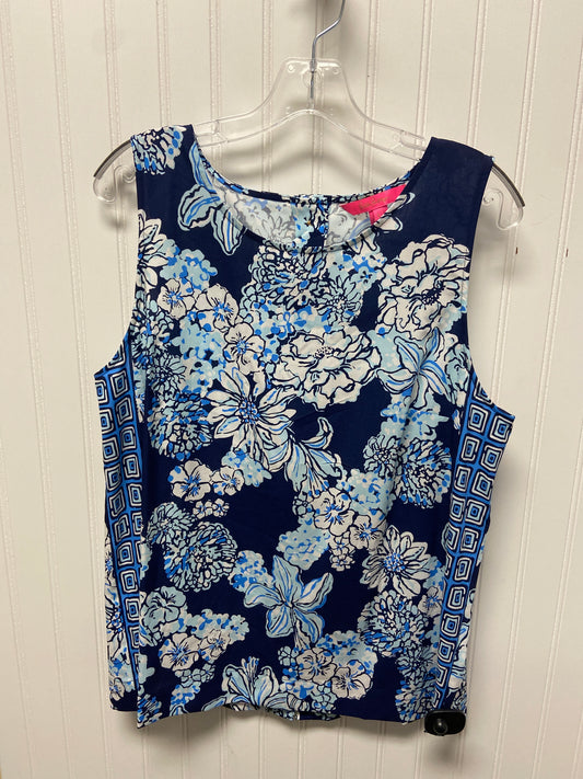 Top Sleeveless Designer By Lilly Pulitzer In Blue & White, Size: L