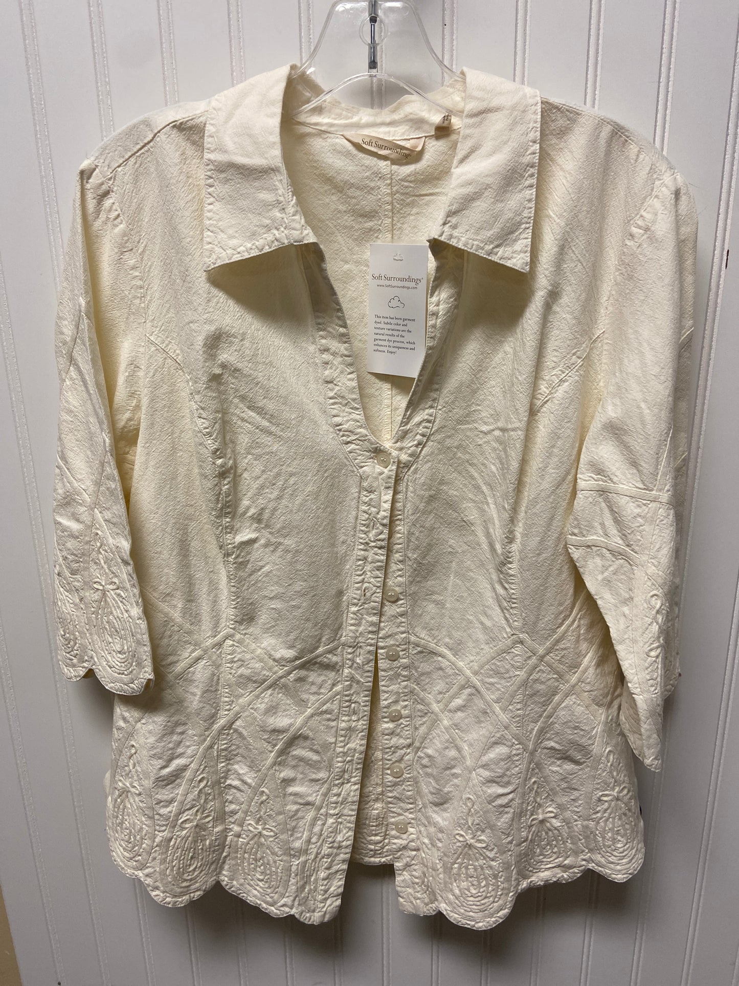 Top Long Sleeve By Soft Surroundings In Cream, Size: L