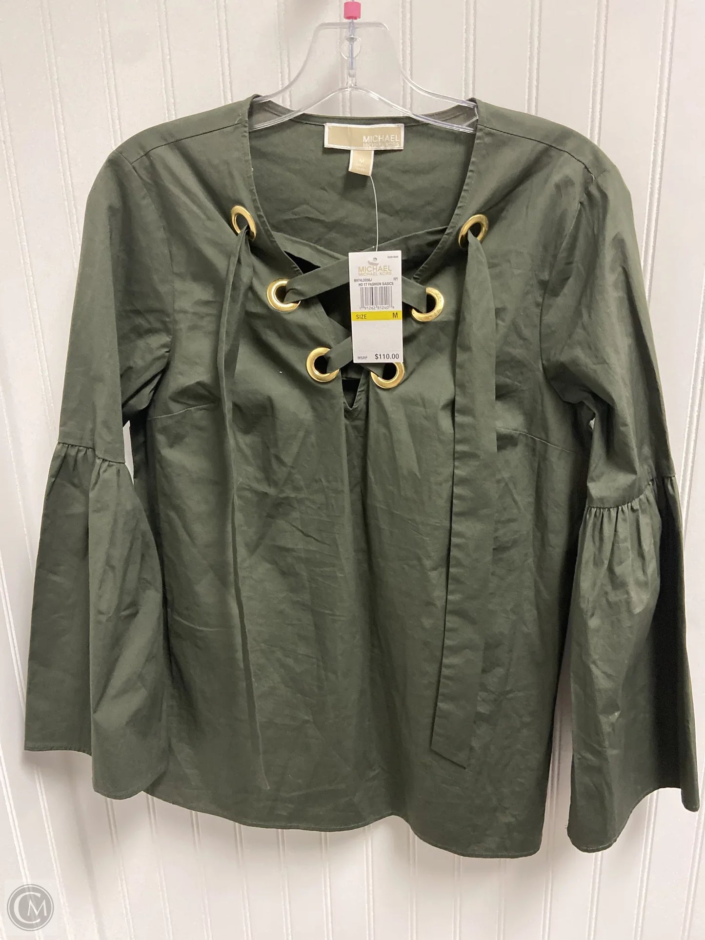 Top Long Sleeve By Michael By Michael Kors In Green, Size: M