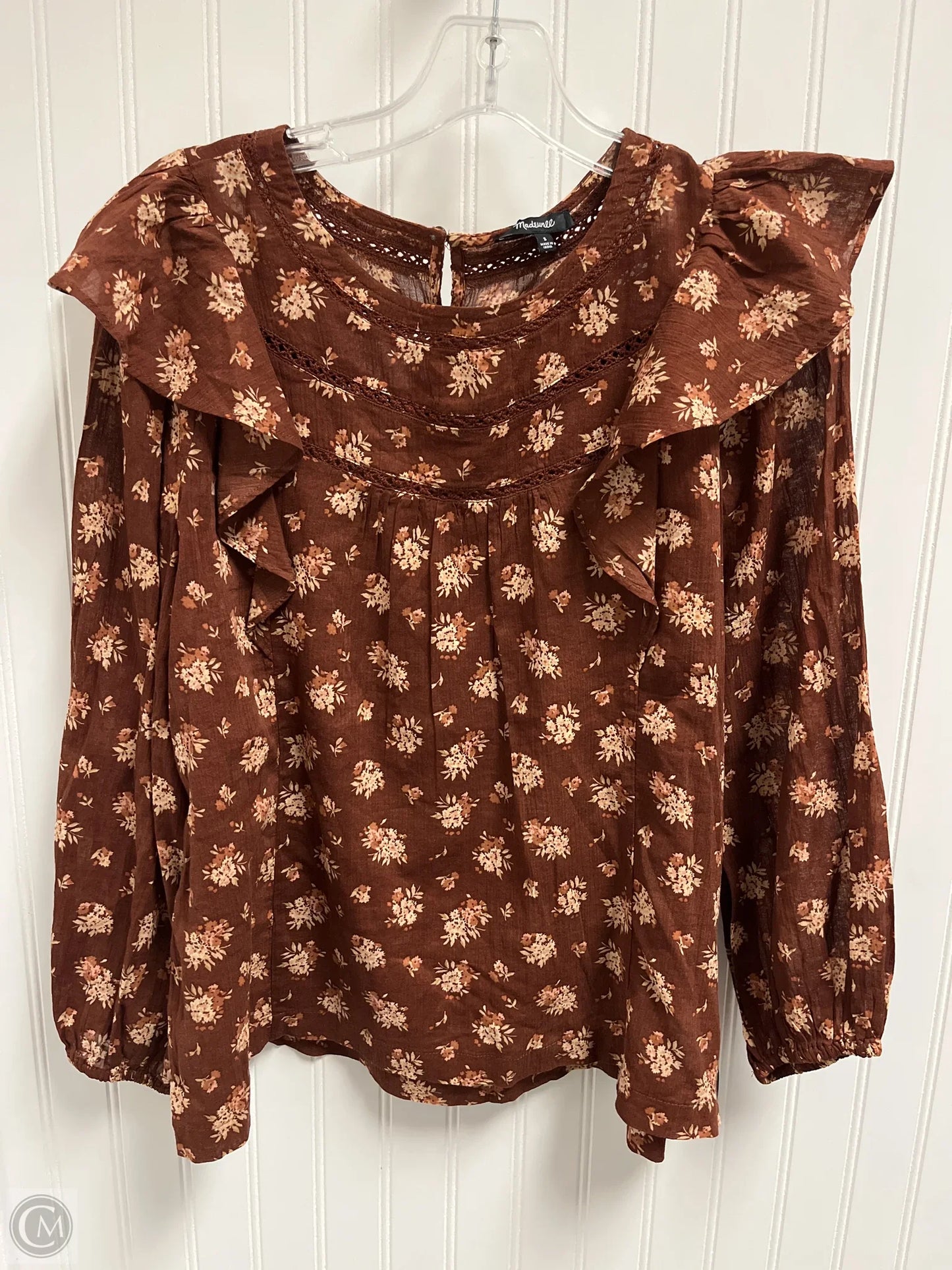 Top Long Sleeve By Madewell In Brown, Size: S