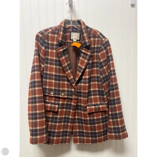 Coat Peacoat By Cmc In Plaid Pattern, Size: L