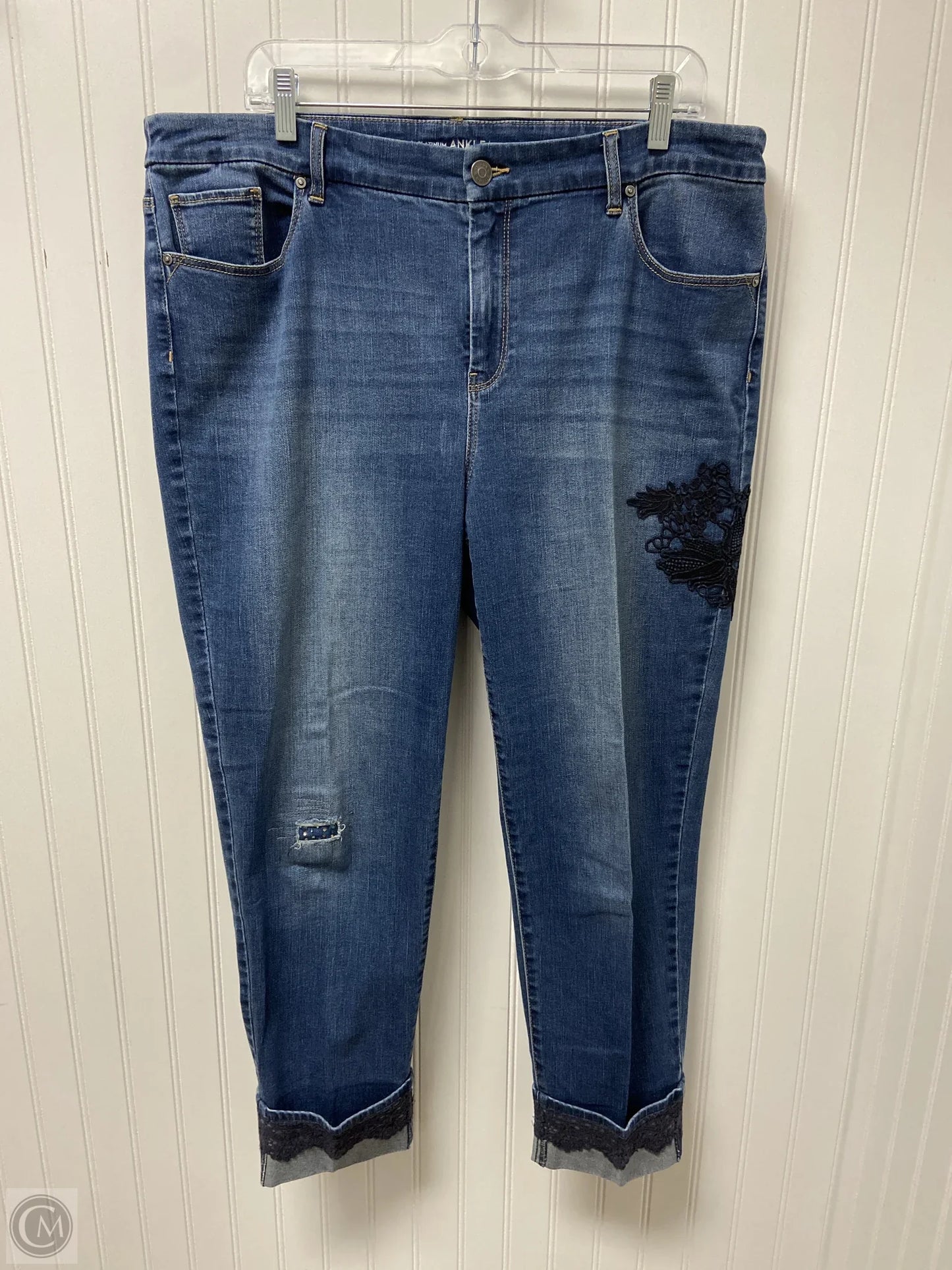 Jeans Straight By Chicos In Blue Denim, Size: 14