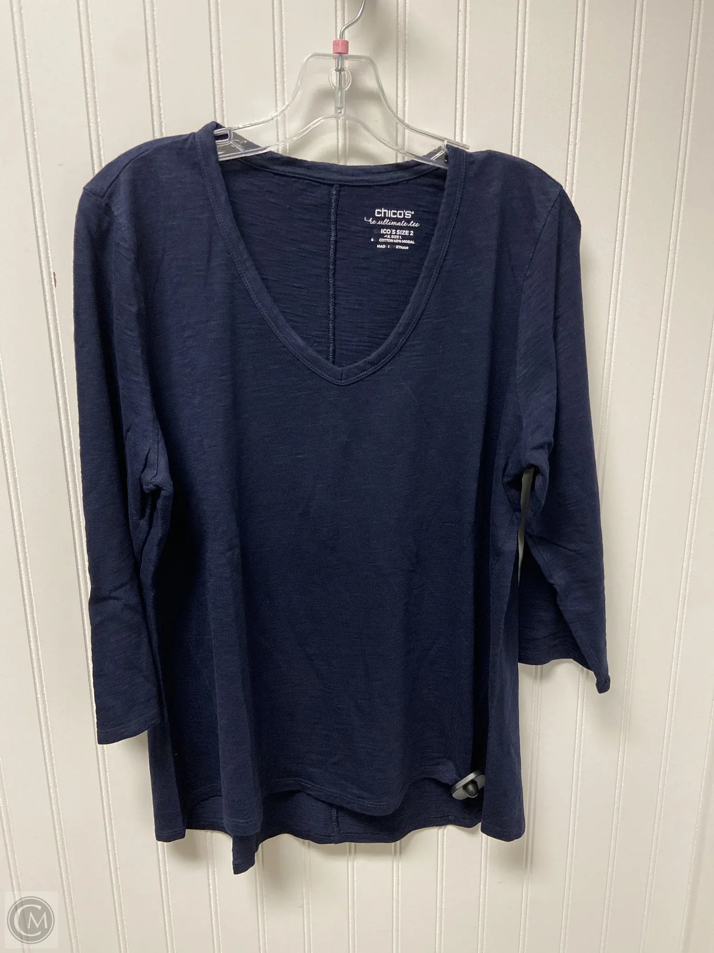 Top Long Sleeve Basic By Chicos In Blue, Size: L