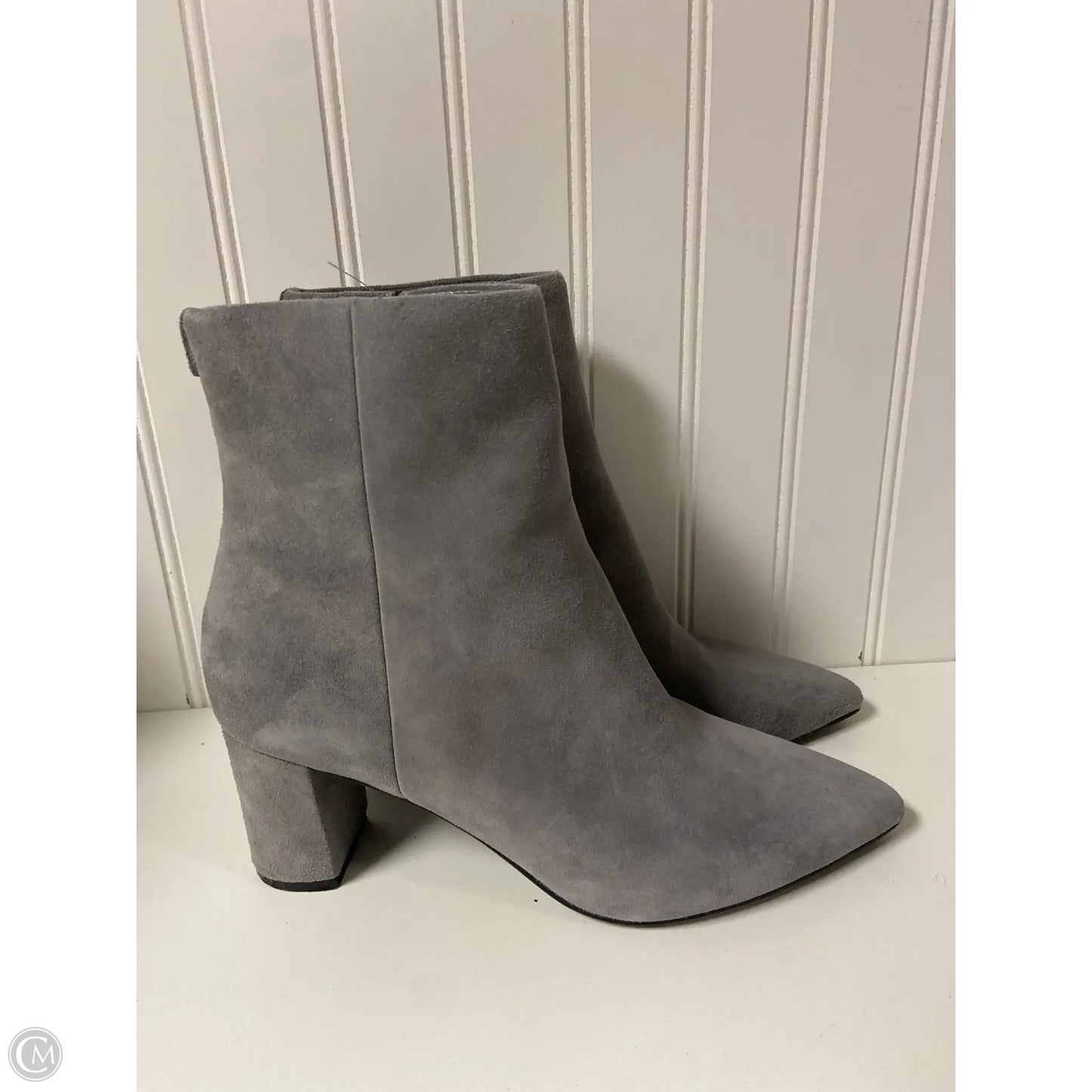 Boots Ankle Heels By Calvin Klein In Grey, Size: 7.5