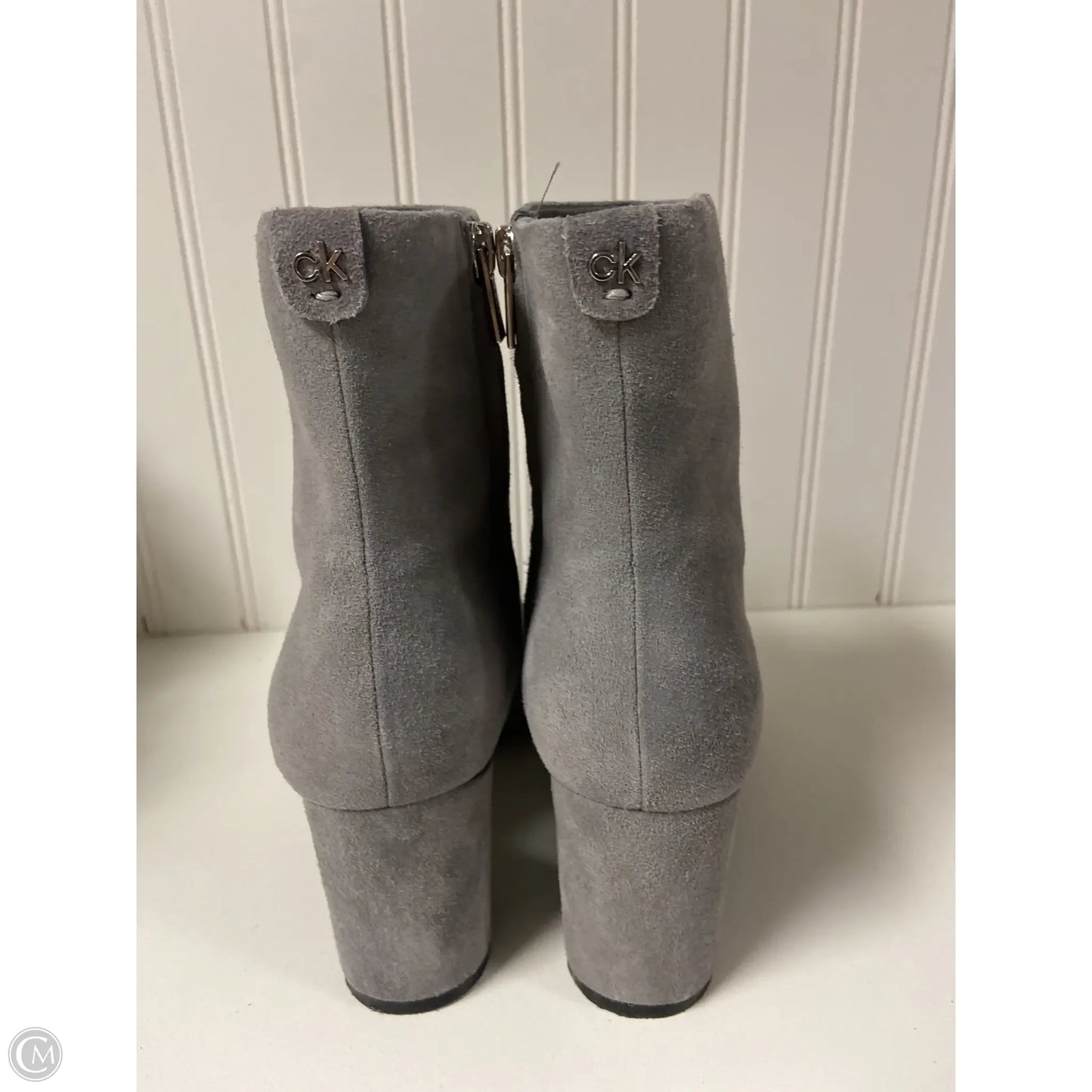 Boots Ankle Heels By Calvin Klein In Grey, Size: 7.5