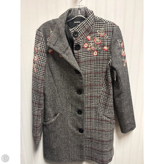 Coat Trench Coat By Desigual In Black & White, Size: S