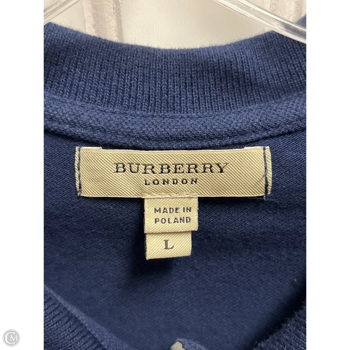 Top Short Sleeve Luxury Designer By Burberry In Navy, Size: L