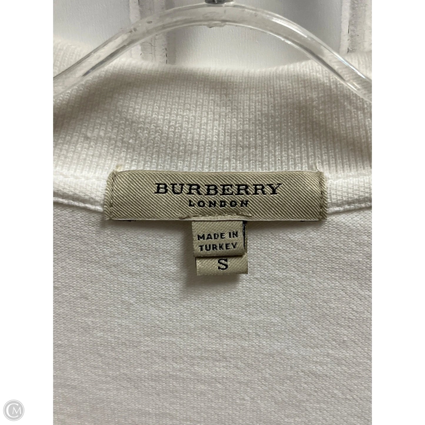 Top Short Sleeve Luxury Designer By Burberry In White, Size: S