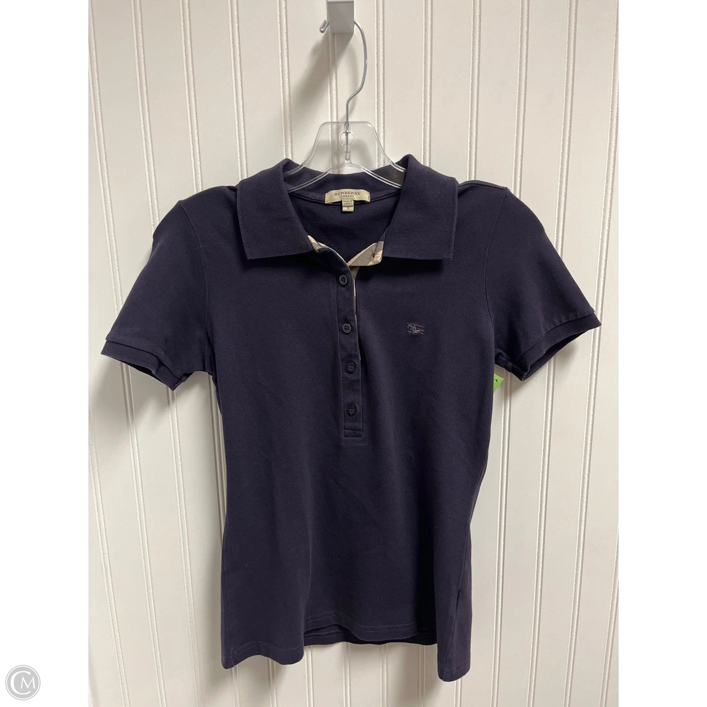 Top Short Sleeve Luxury Designer By Burberry In Purple, Size: S