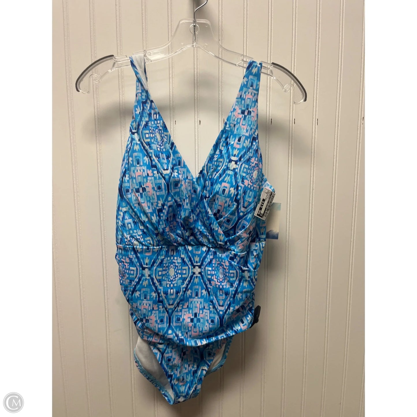 Swimsuit By Clothes Mentor In Blue & White, Size: L