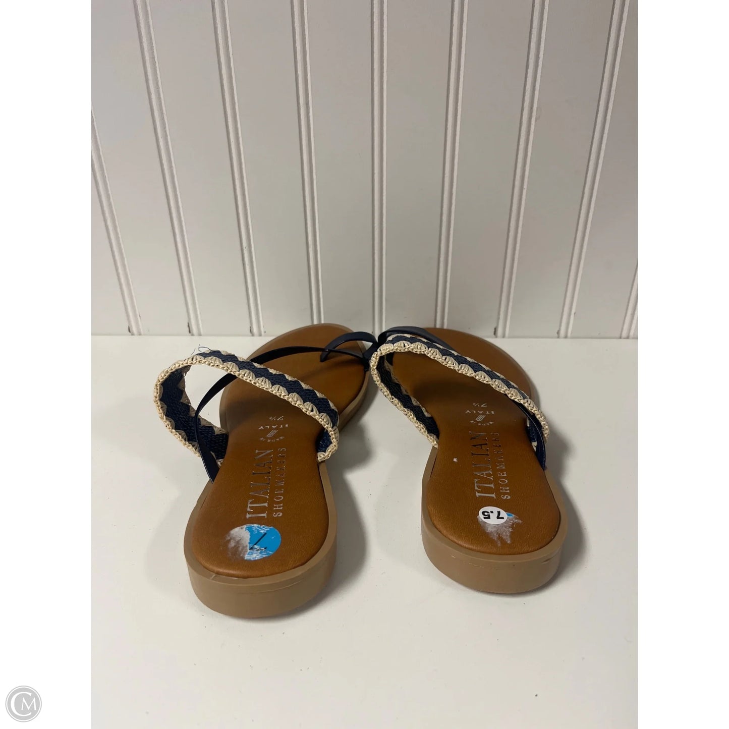 Sandals Flats By Italian Shoemakers In Blue & White, Size: 7.5