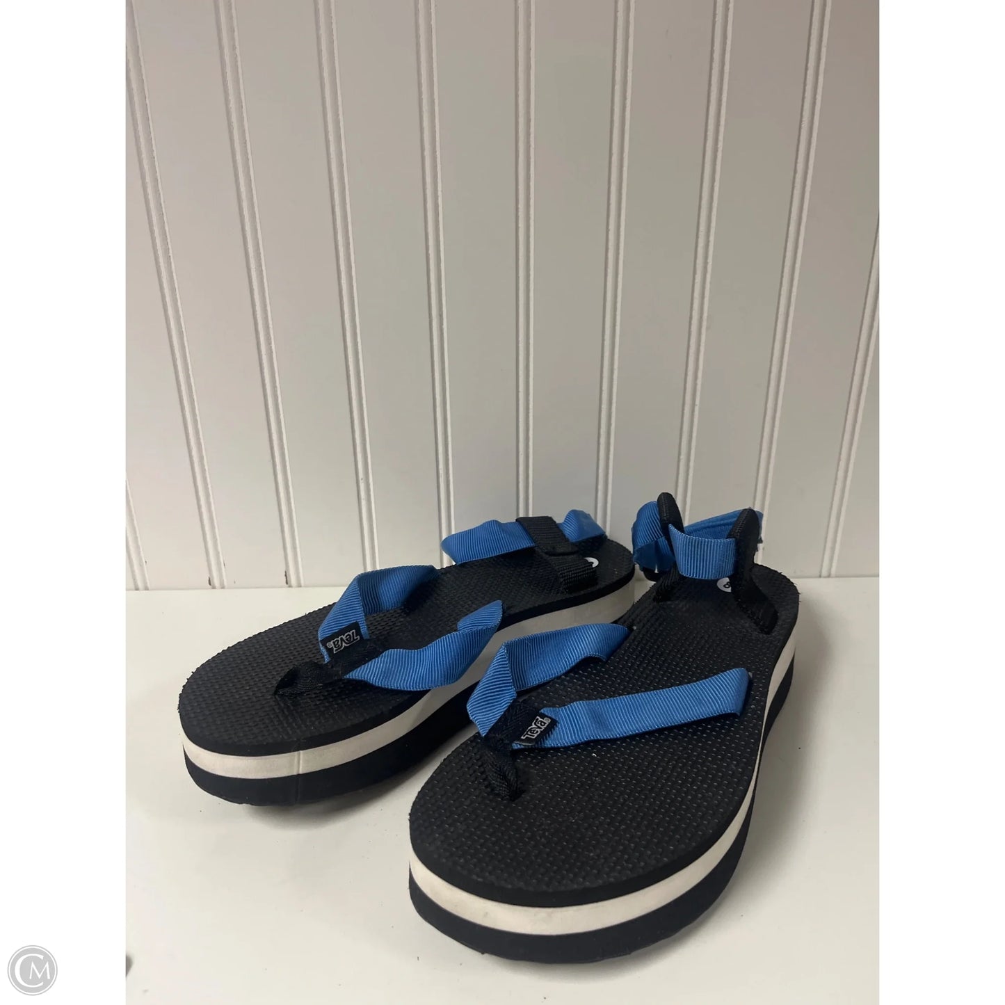 Sandals Flats By Teva In Black & Blue, Size: 8