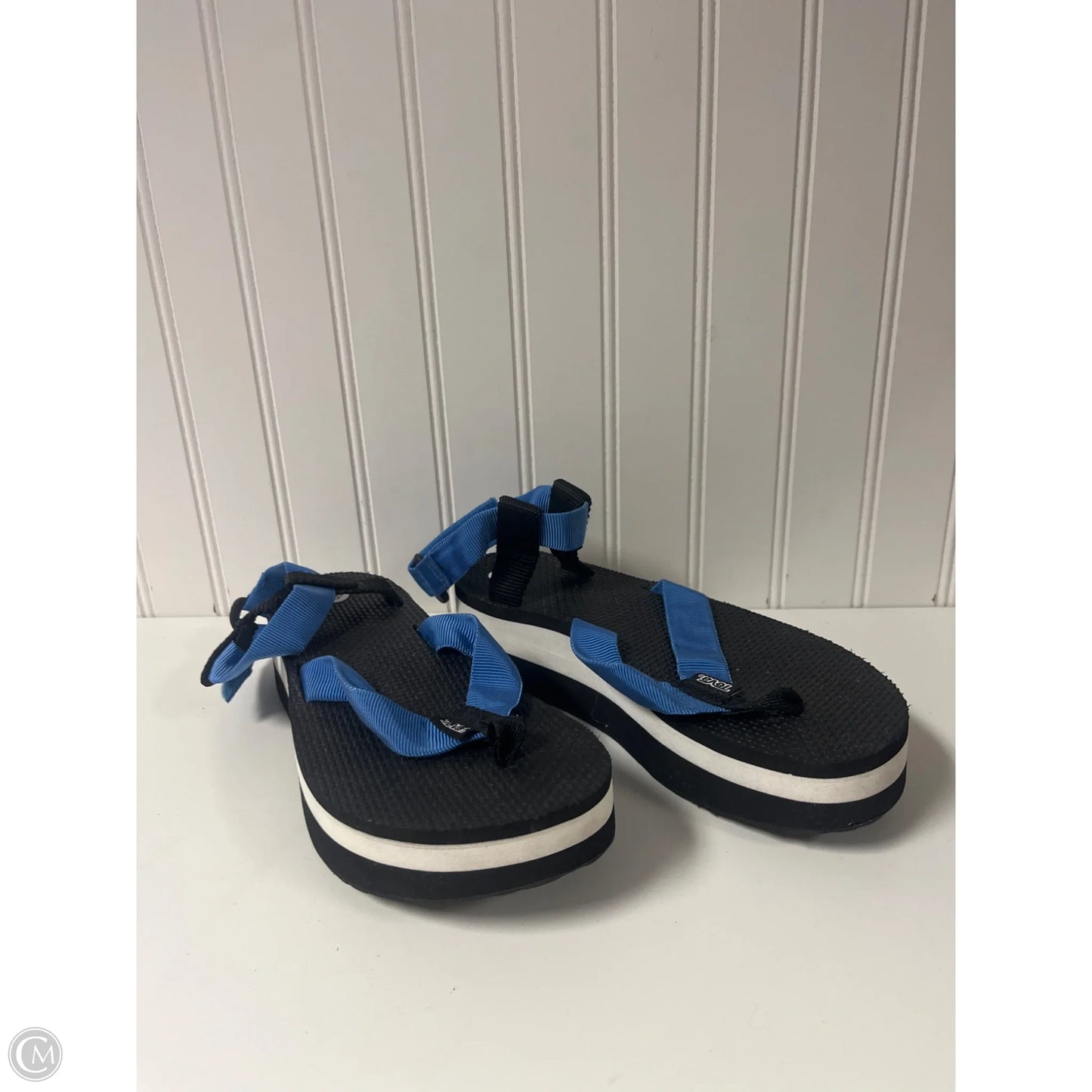 Sandals Flats By Teva In Black & Blue, Size: 8