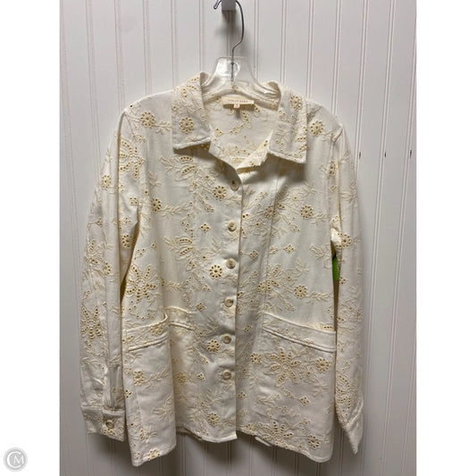 Top Long Sleeve By Solitaire In Cream, Size: M
