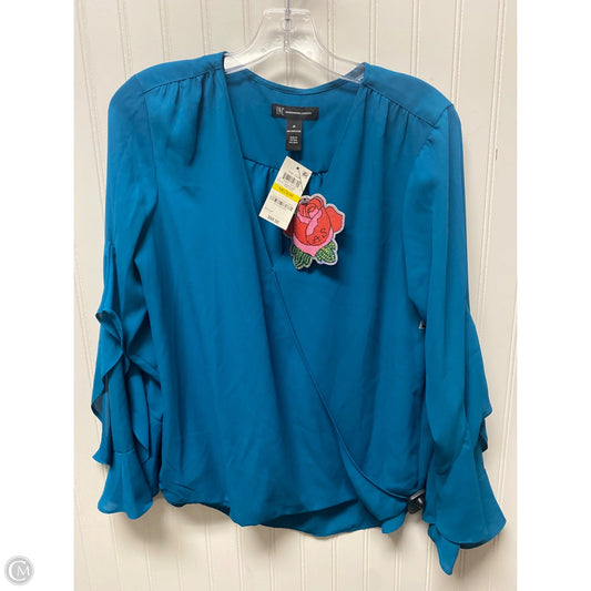 Top Long Sleeve By Inc In Blue, Size: M