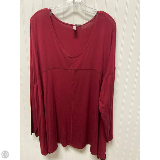 Top Long Sleeve Basic By Kenar In Maroon, Size: 3x