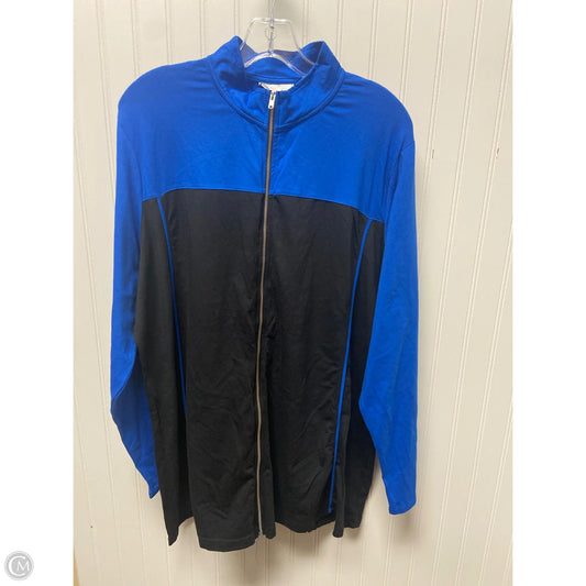 Athletic Jacket By Avenue In Black & Blue, Size: 3x