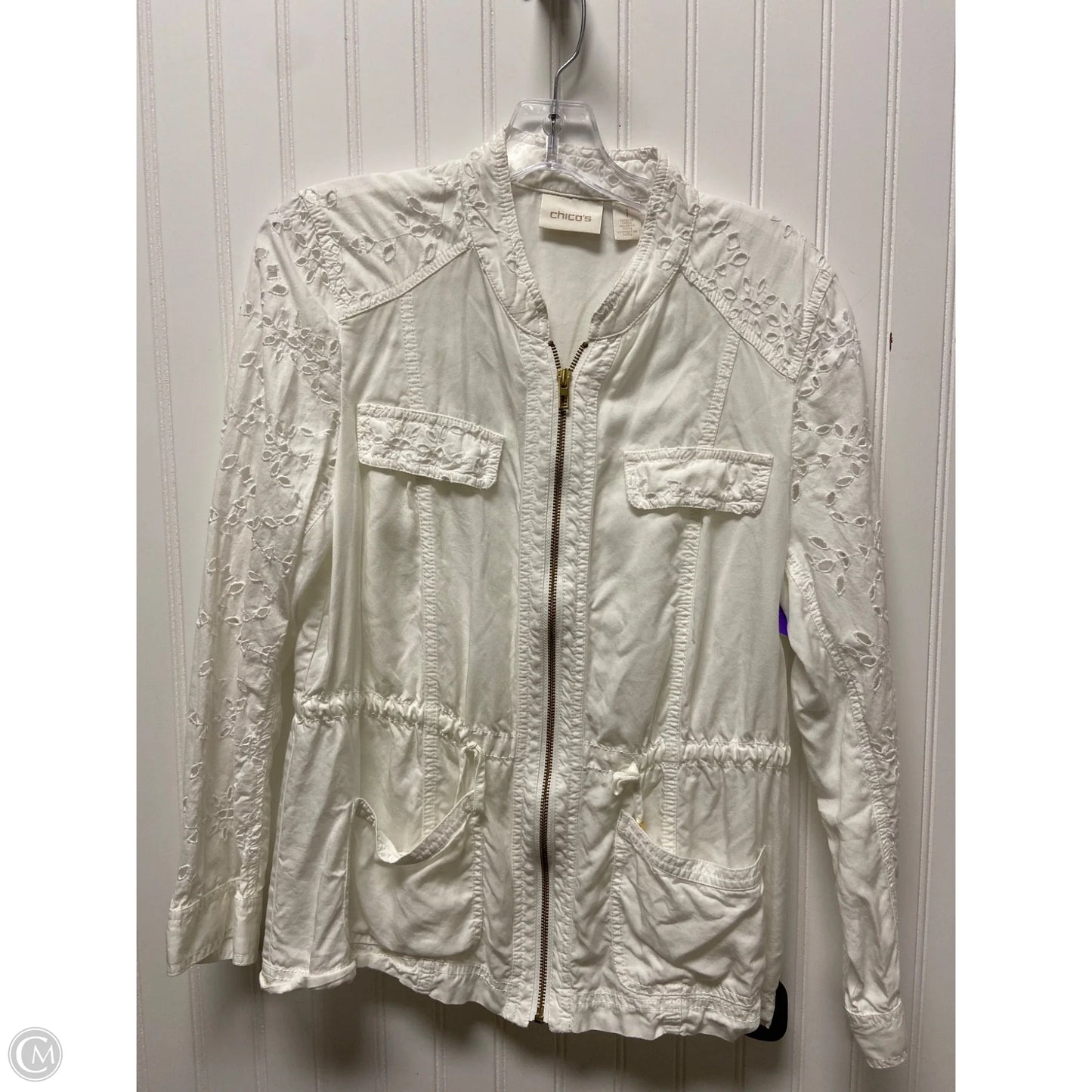Jacket Shirt By Chicos In White, Size: M