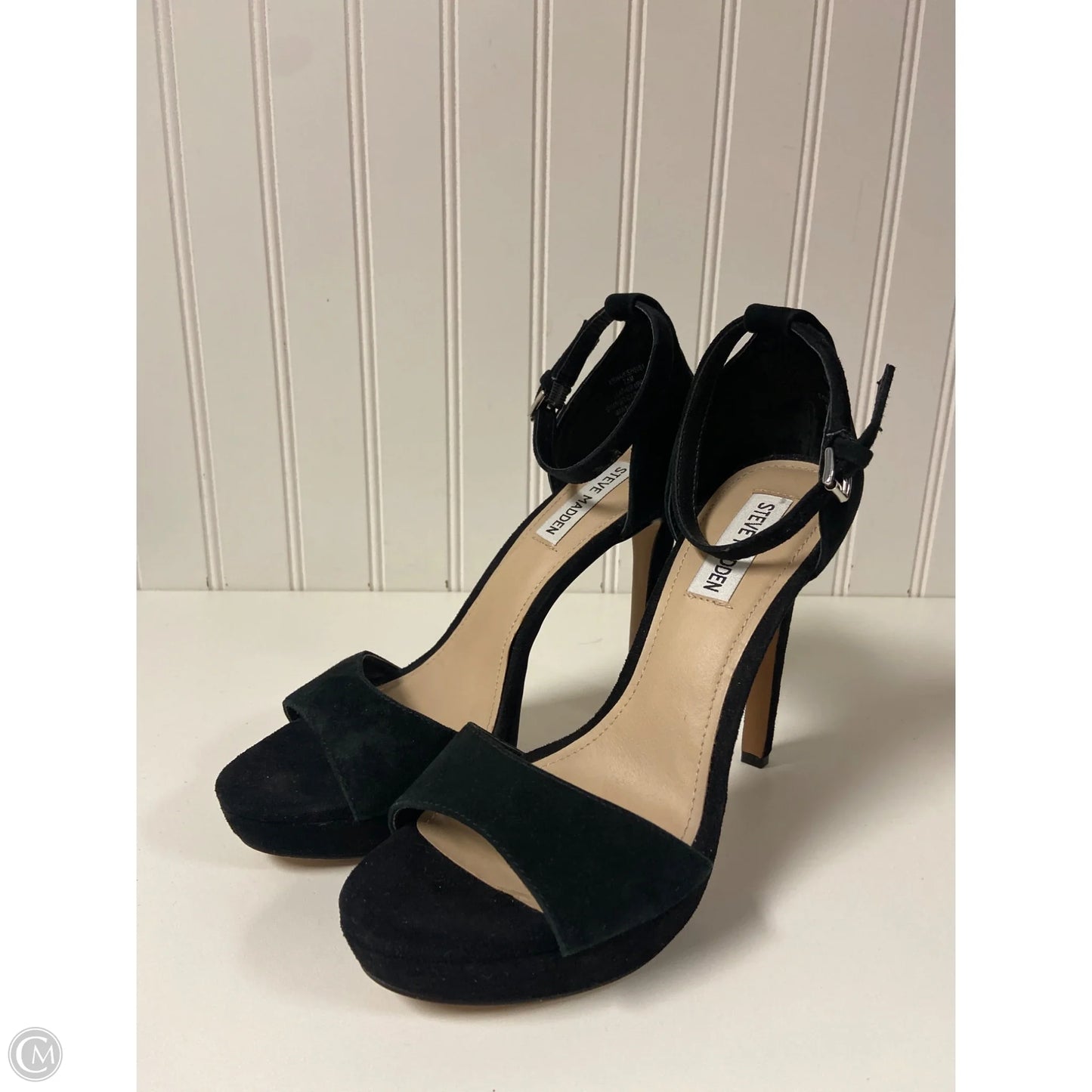 Sandals Heels Stiletto By Steve Madden In Black, Size: 7.5