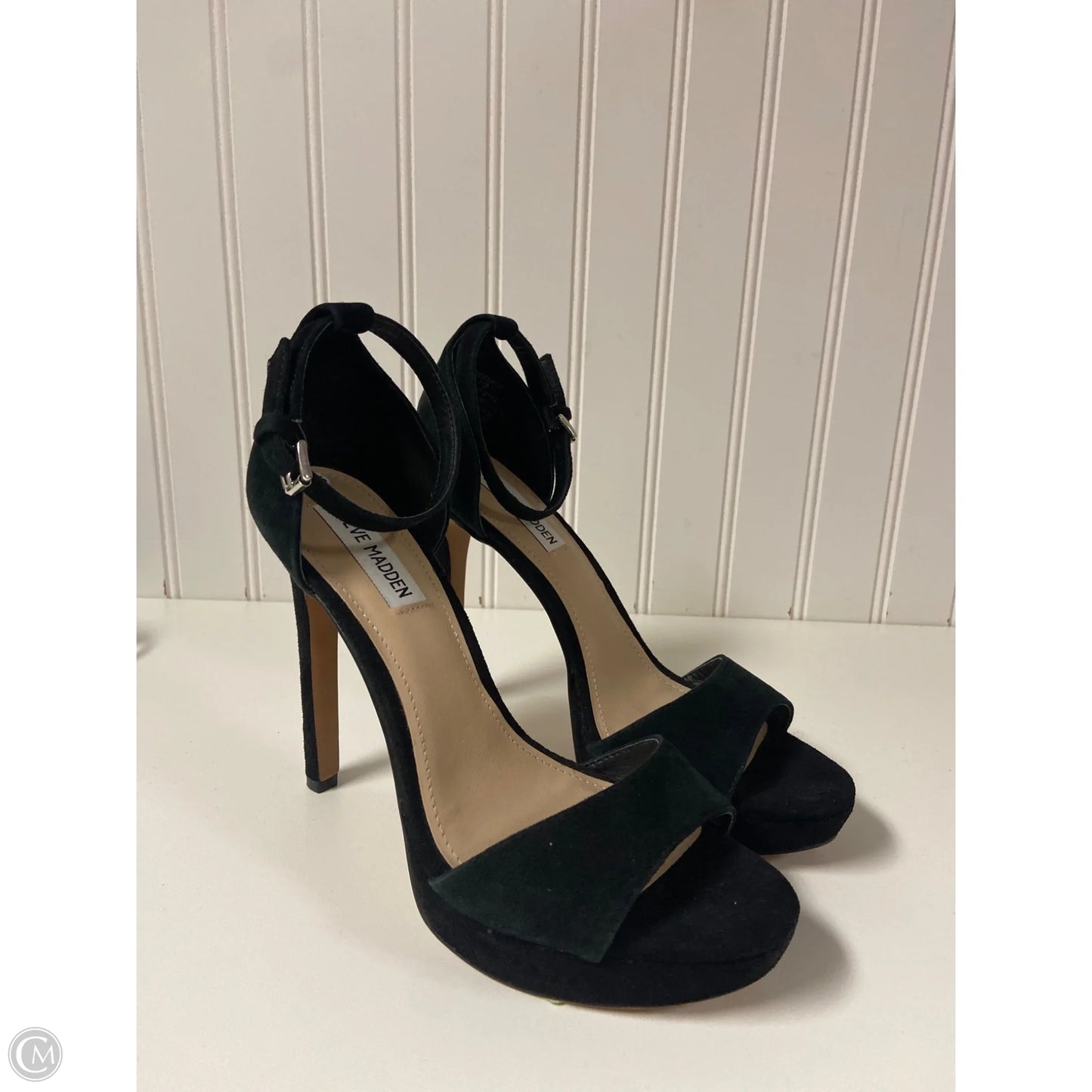 Sandals Heels Stiletto By Steve Madden In Black, Size: 7.5