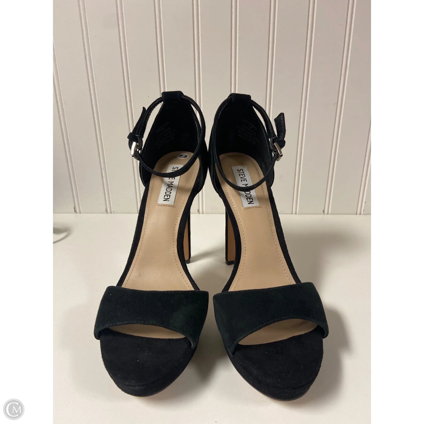 Sandals Heels Stiletto By Steve Madden In Black, Size: 7.5