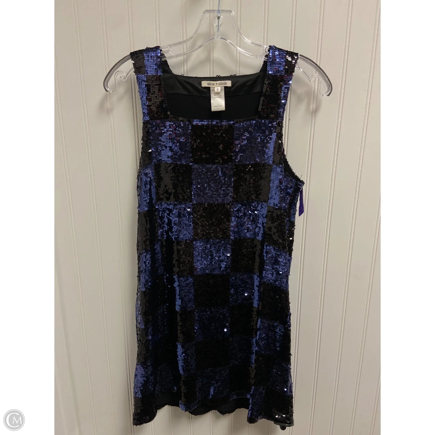 Dress Designer By Alice + Olivia In Black & Blue, Size: S