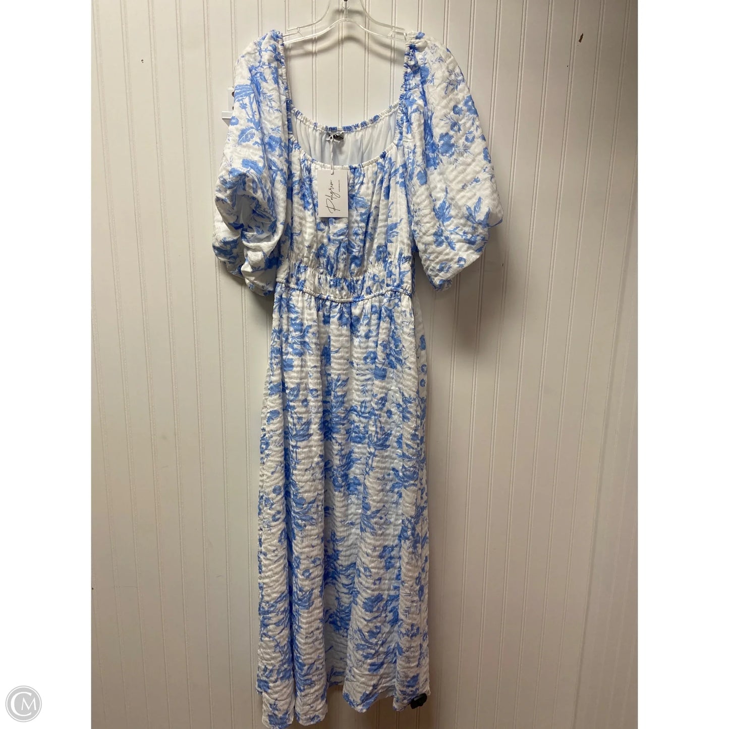 Dress Casual Maxi By Cmb In Blue & White, Size: 2x