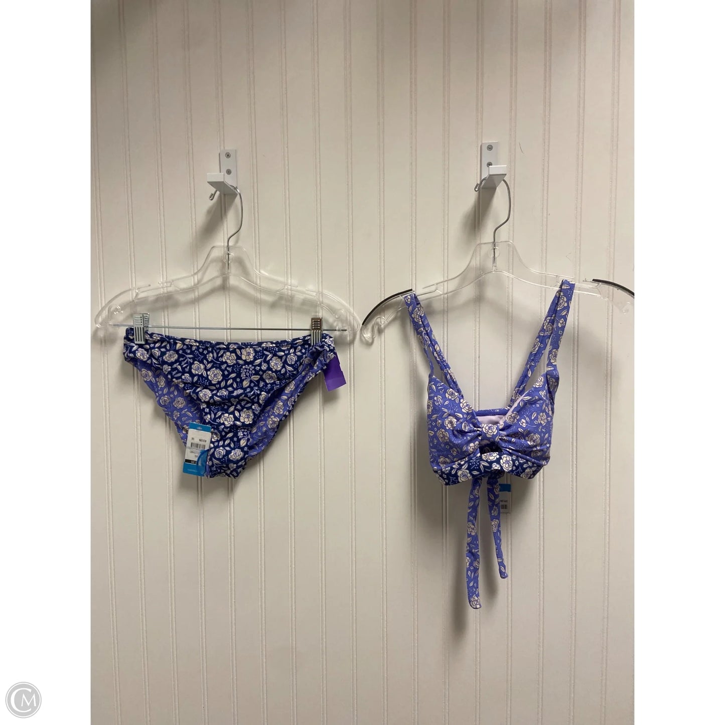 Swimsuit 2pc By Clothes Mentor In Blue & White, Size: S