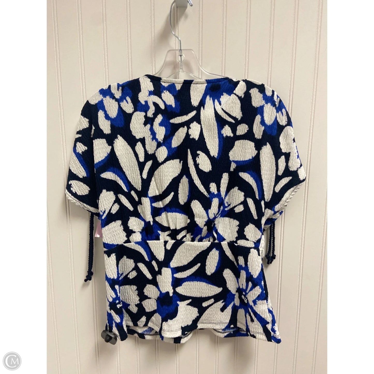 Top Short Sleeve By Loft In Blue & White, Size: M