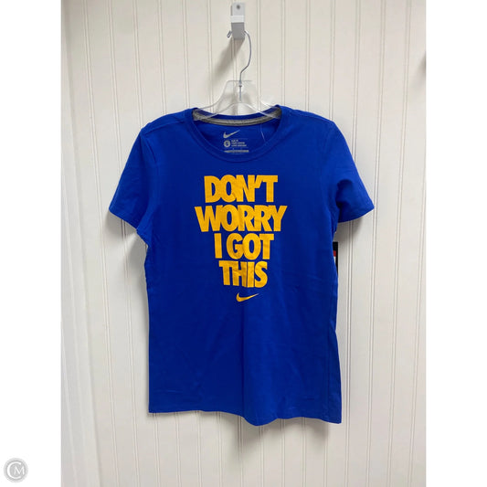 Athletic Top Short Sleeve By Nike In Blue, Size: L
