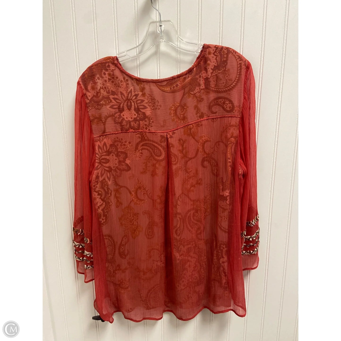 Top Long Sleeve By Soft Surroundings In Red & White, Size: L