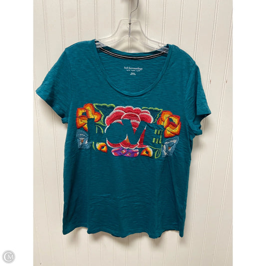 Top Short Sleeve Basic By Soft Surroundings In Blue, Size: M