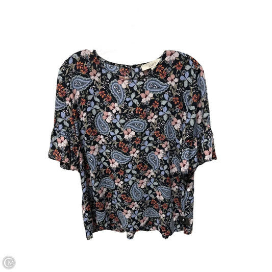 Top Short Sleeve By Loft In Navy, Size: S