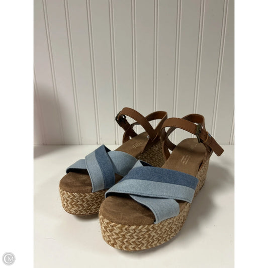 Sandals Heels Wedge By Toms In Blue Denim, Size: 6.5