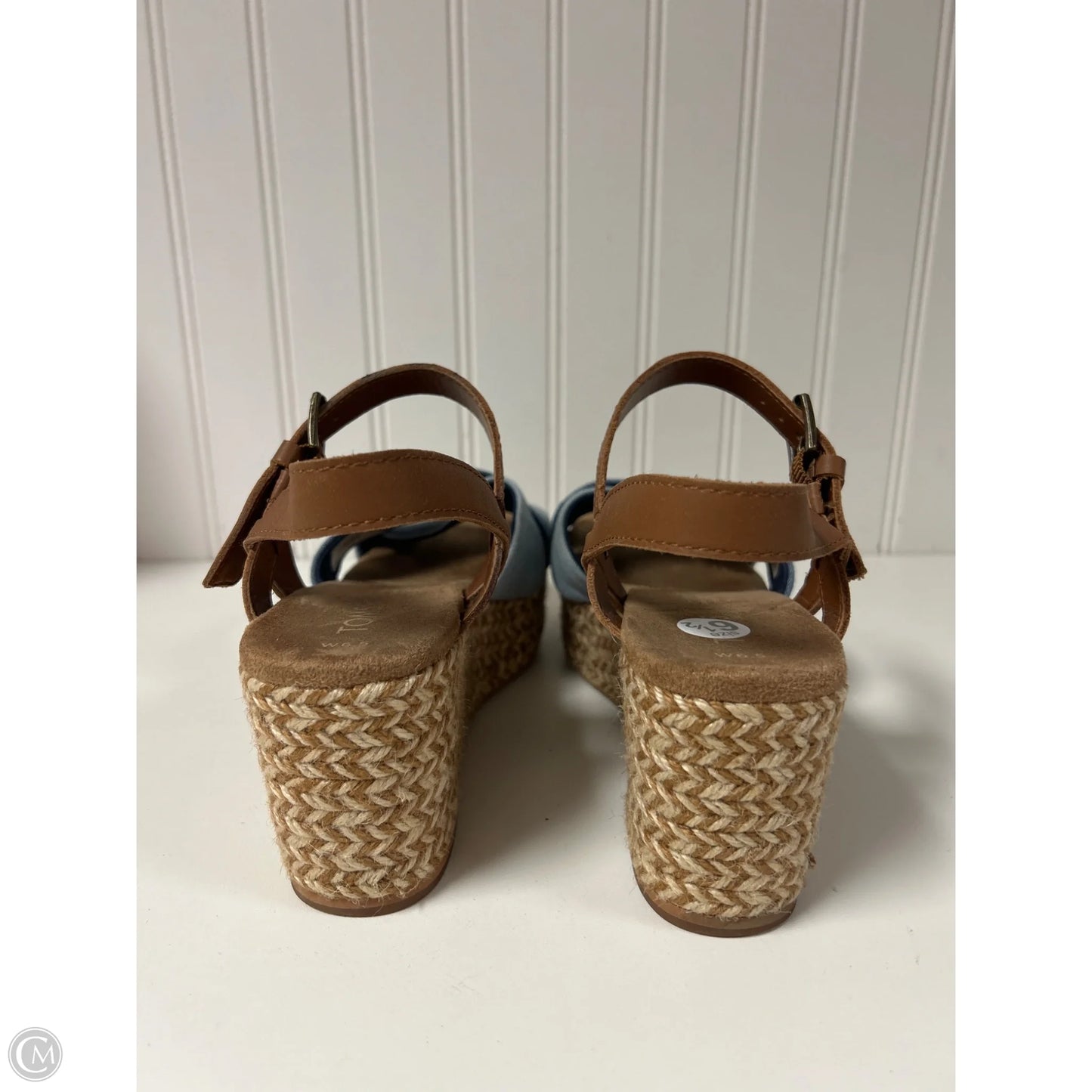 Sandals Heels Wedge By Toms In Blue Denim, Size: 6.5