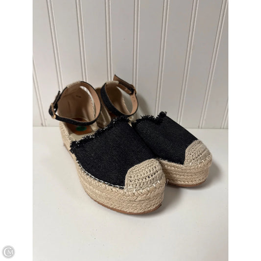 Sandals Flats By Jelly Pop In Black Denim, Size: 5.5