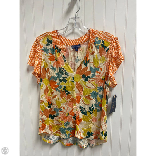Top Short Sleeve By Democracy In Orange & Yellow, Size: M