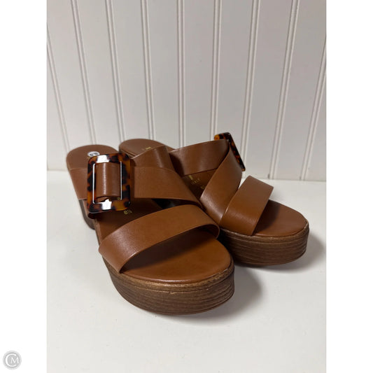 Sandals Heels Block By Italian Shoemakers In Brown, Size: 8.5
