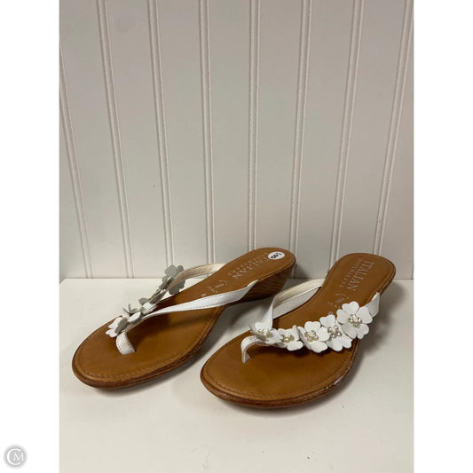 Sandals Flip Flops By Italian Shoemakers In White, Size: 8
