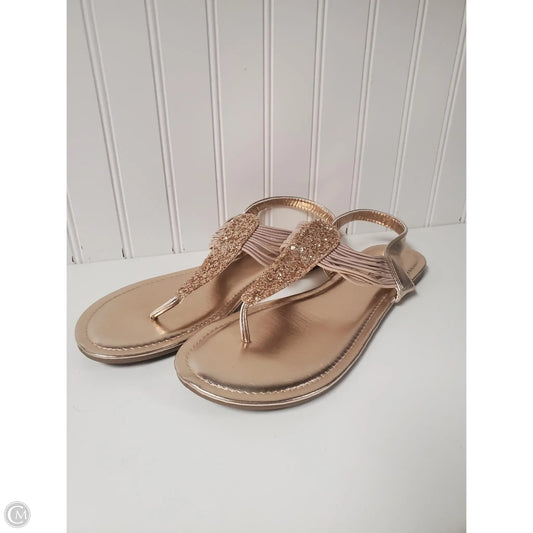 Sandals Flats By Clothes Mentor In Rose Gold, Size: 11