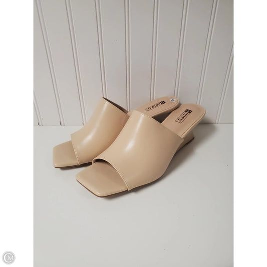 Sandals Heels Wedge By Clothes Mentor In Beige, Size: 10